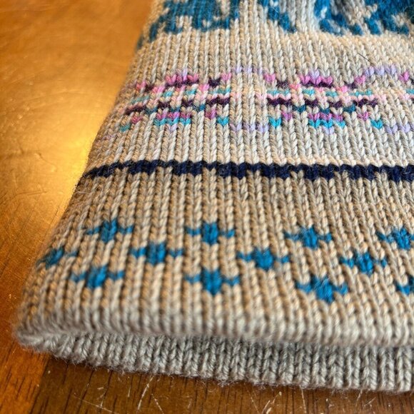 Mustash Hats 100% Wool Knit Nordic Beanie Tassel Alpine Ski Outdoors Fair Isle - Picture 3 of 9